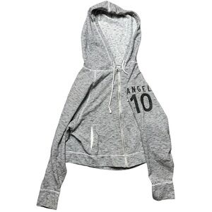 Victoria's Secret VS Lounge Angel Crop Fleece Full Zip Hoodie Sweatshirt Marled